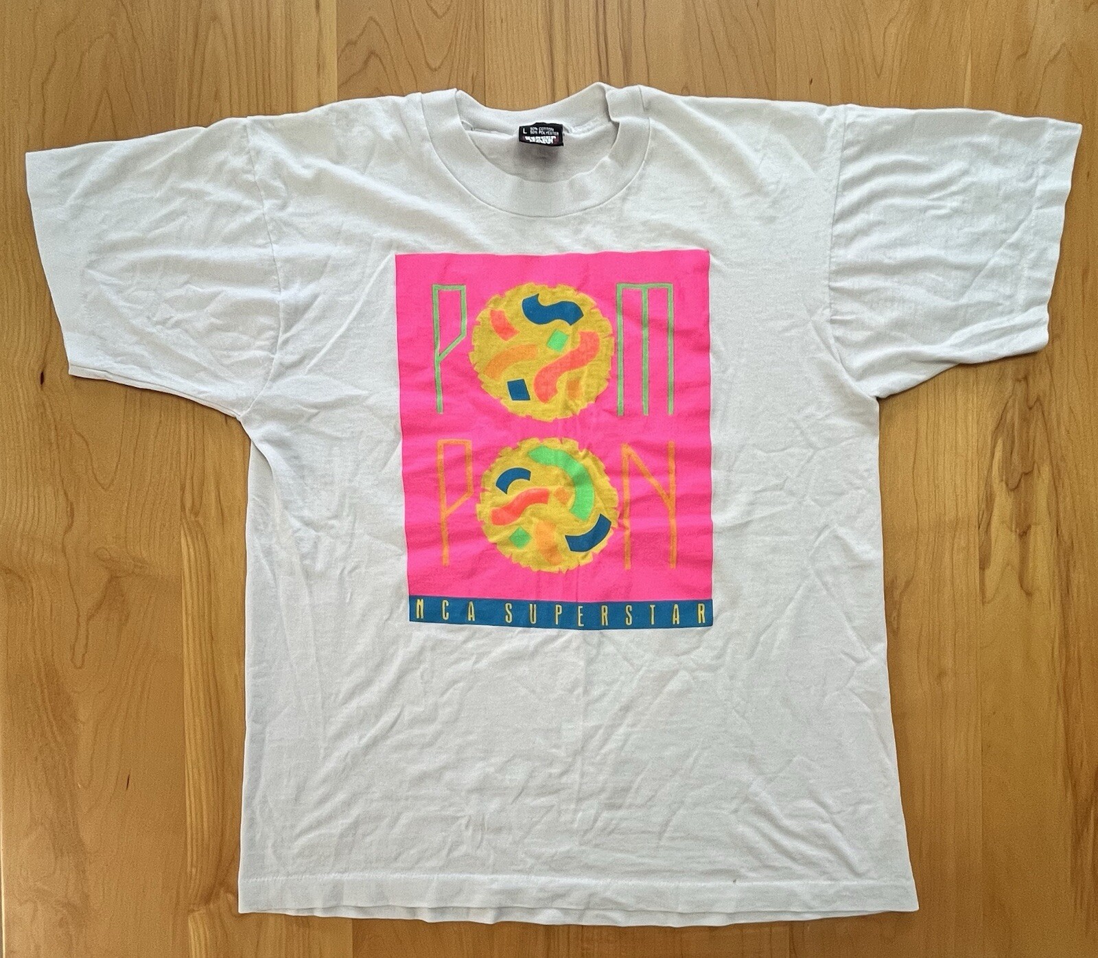 Vintage 90’s Cheerleader White T-Shirt Womens Large Retro Cool Pom Pom