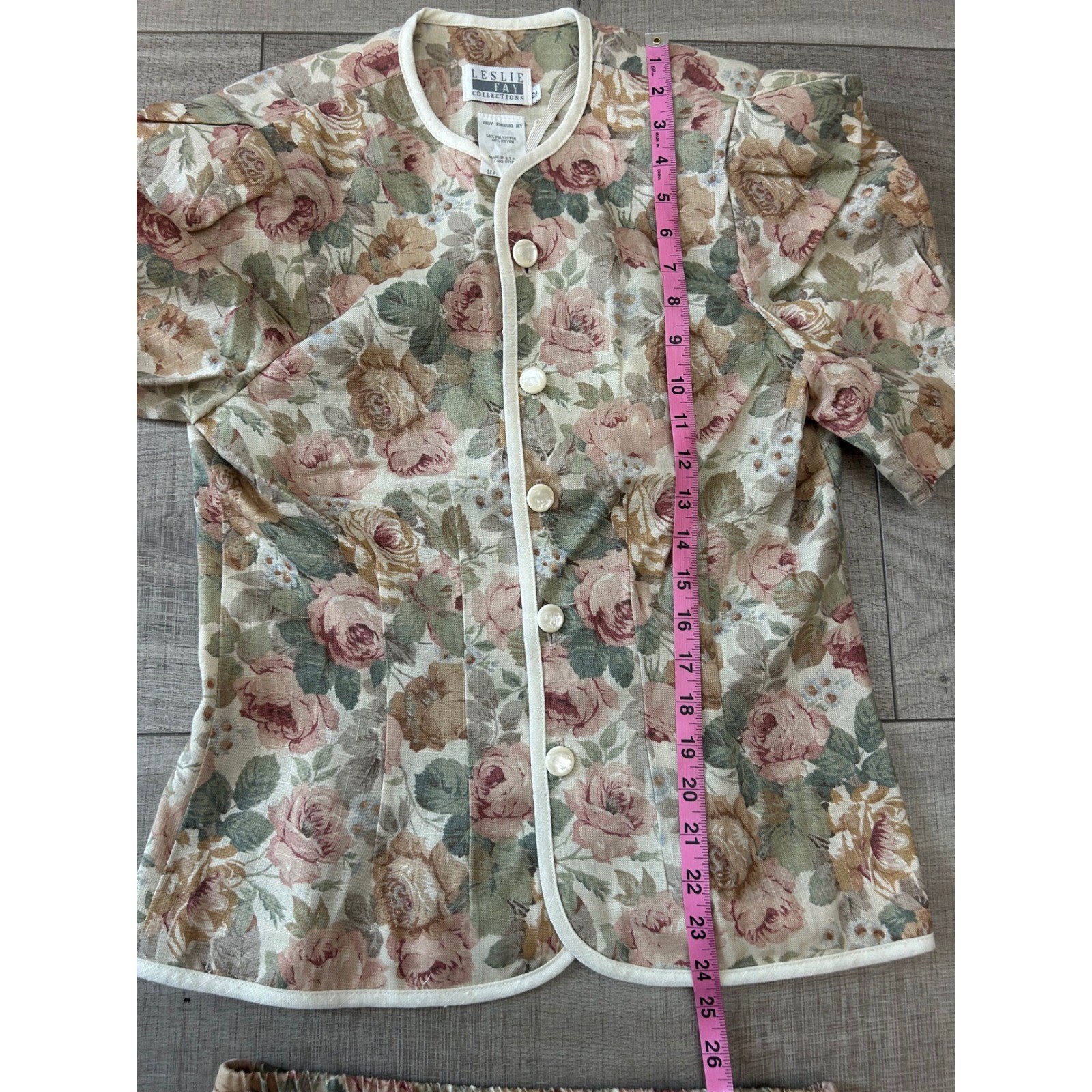 Vintage 90s Floral Skirt Set Cottagecore Rose Print Matching Two Piece Size 12