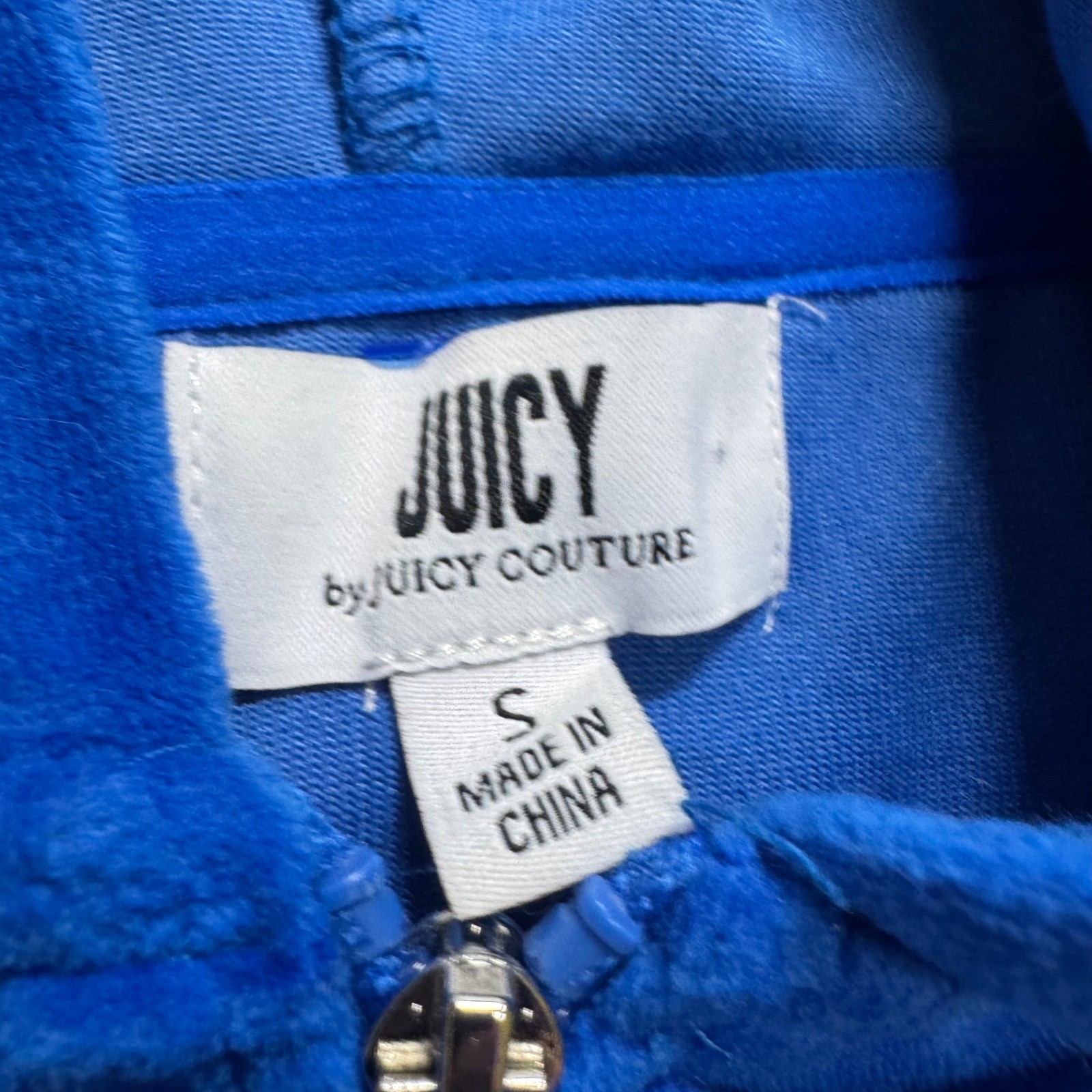 VTG Juicy Couture Velvet Full-zip Jacket Women’s S Blue Y2K Hoodie 90s