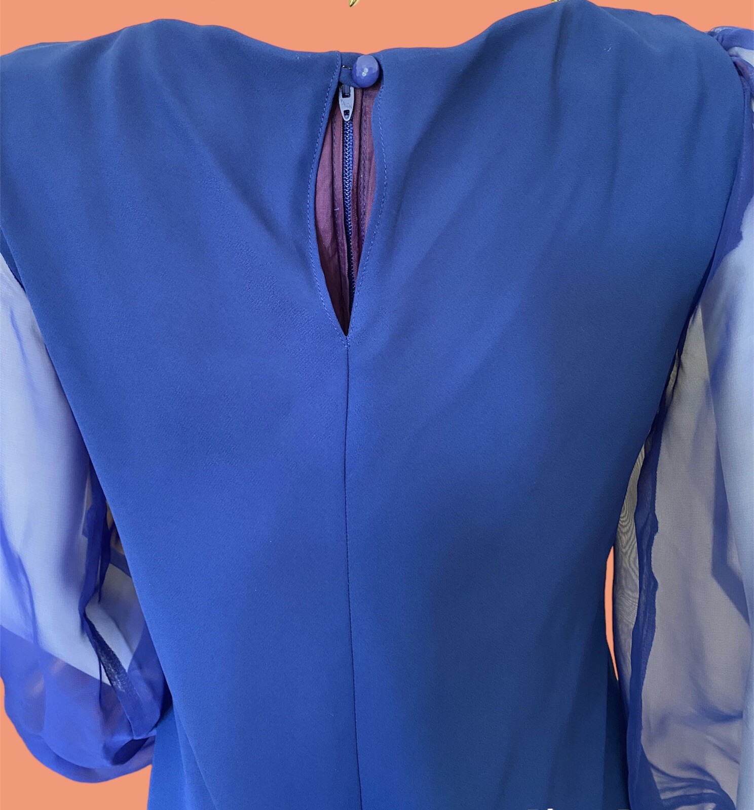 Vintage 1990s Hampton Nites Petites Blue Sheer Dress