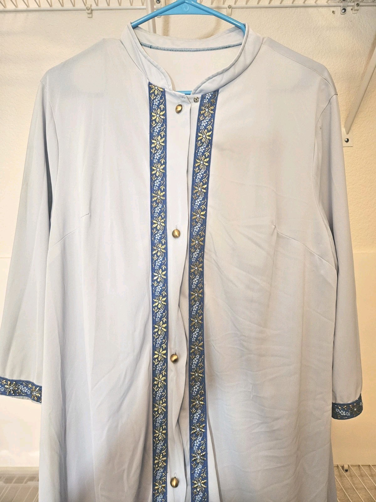 Vintage Nylon Peignoir Set Nightgown & Robe Lorraine L Blue 2 Tone rare style