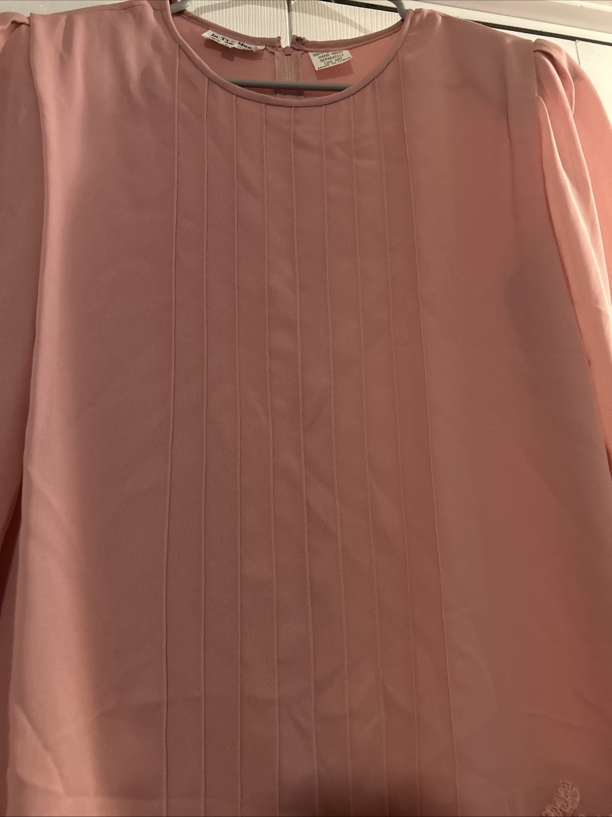 Vtg 80s In The Mood Pink Drop Waist Dress Lace Rosettes Pleated Size 14 Romantic