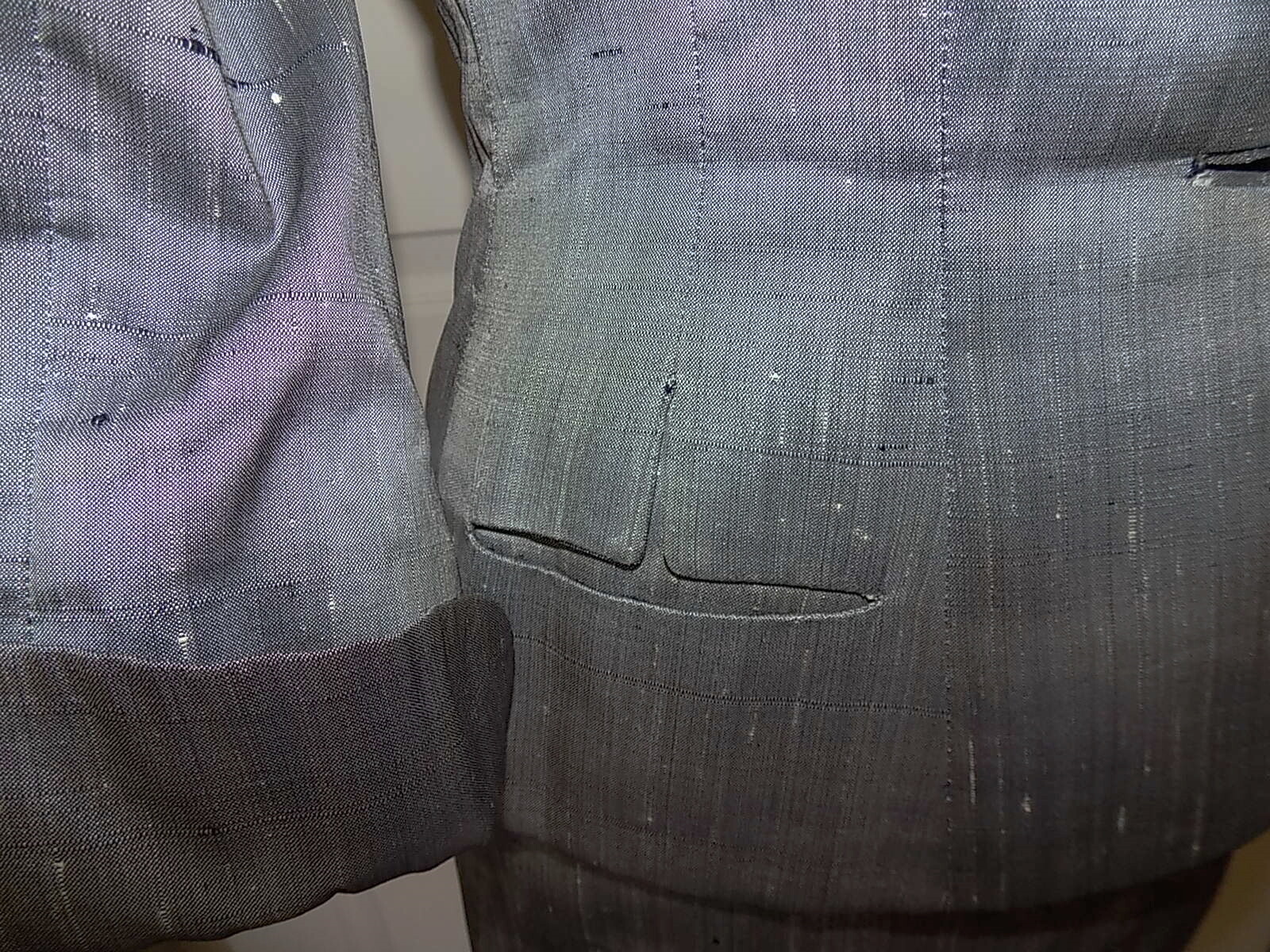 Vintage 50s Silver Gray Shantung Tailored Suit I Magnin B34