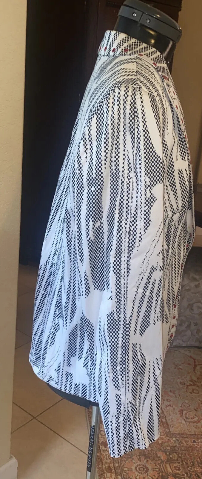 Vintage Alberto Makali Blazer Jacket Black White Snake Print Grommets Women 14
