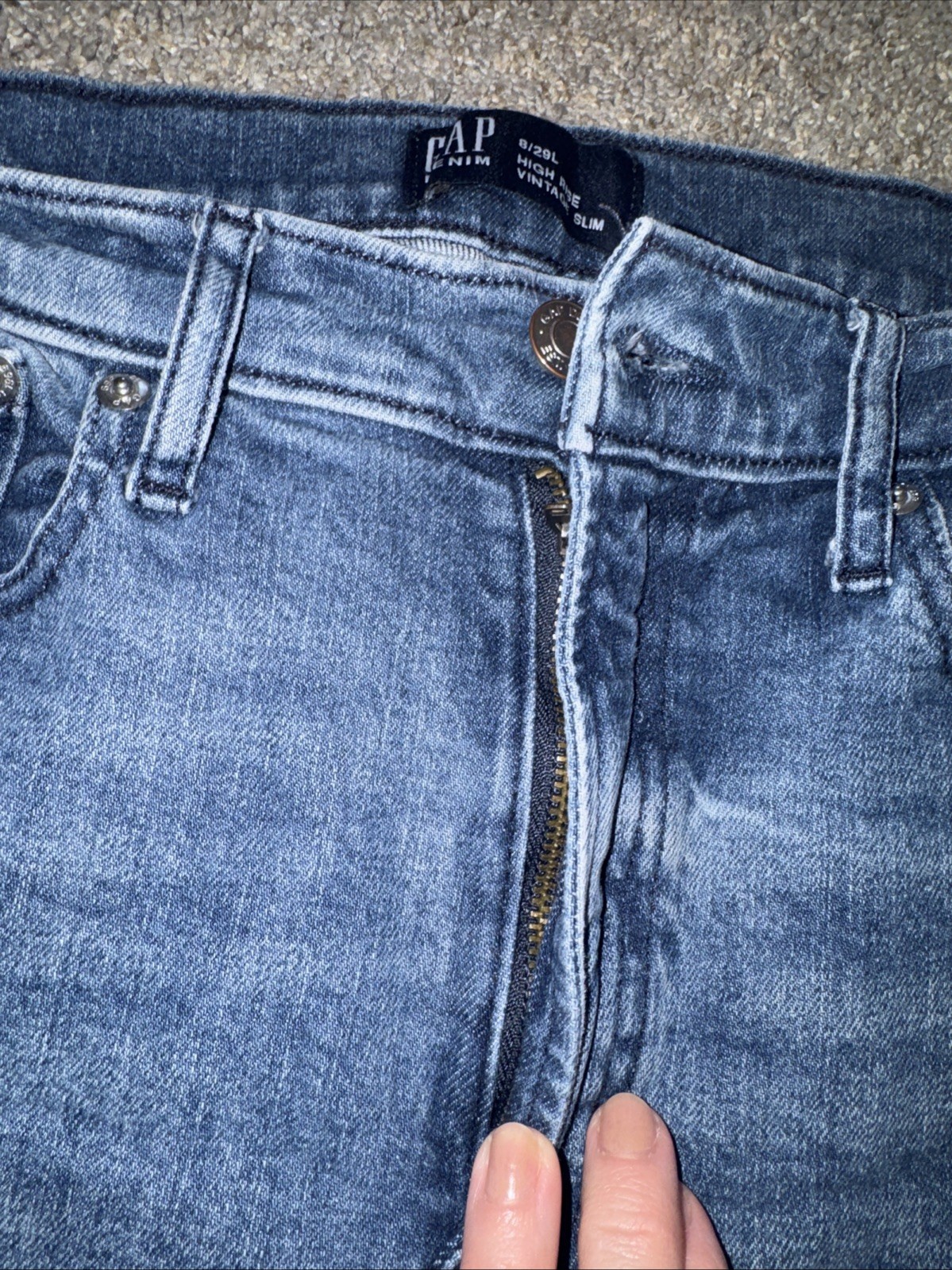 GAP Vintage Slim High Rise Jeans Medium Wash Size 8/29 Long Stretch