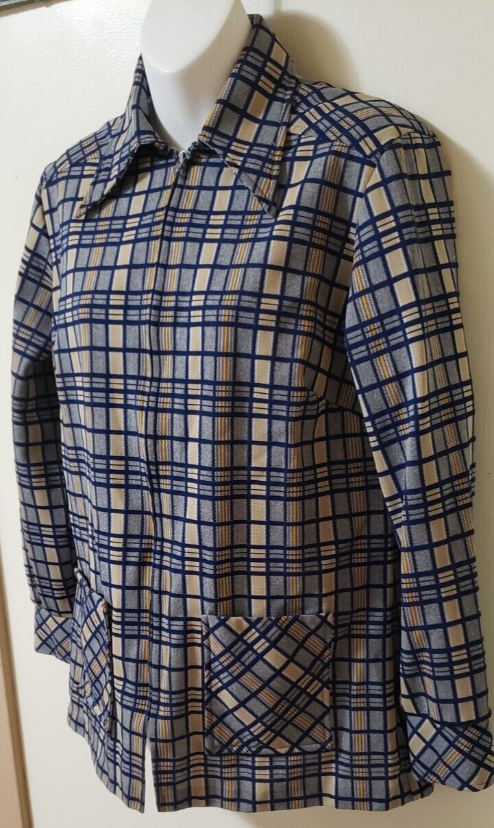 Vintage Terry Of Chicago Womens Zip Front Shirt ,tunic, Blouse Size S/M