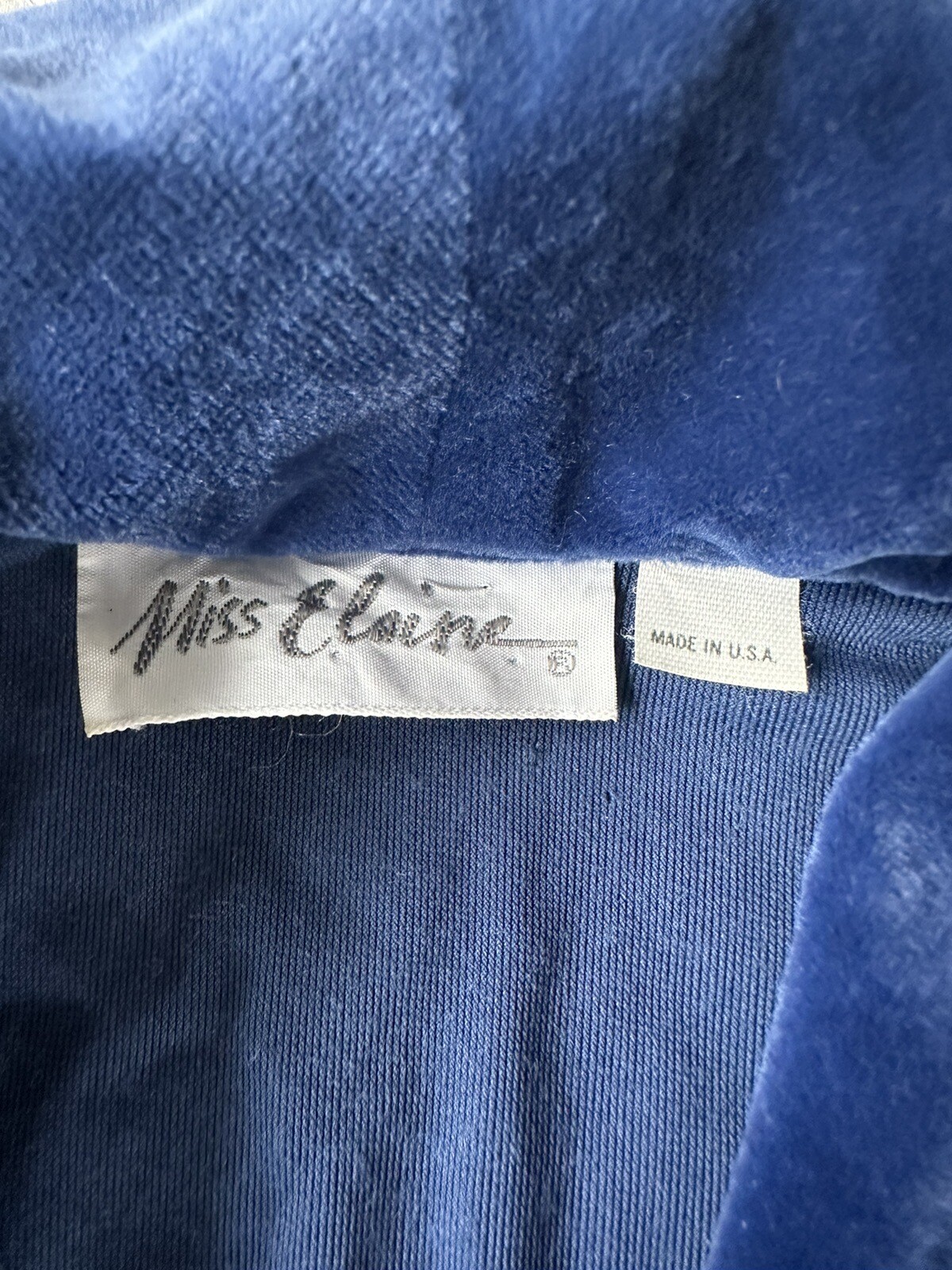 Vintage Miss Elaine Long Blue Velvet Bathrobe Double Button Very Regal- POCKETS