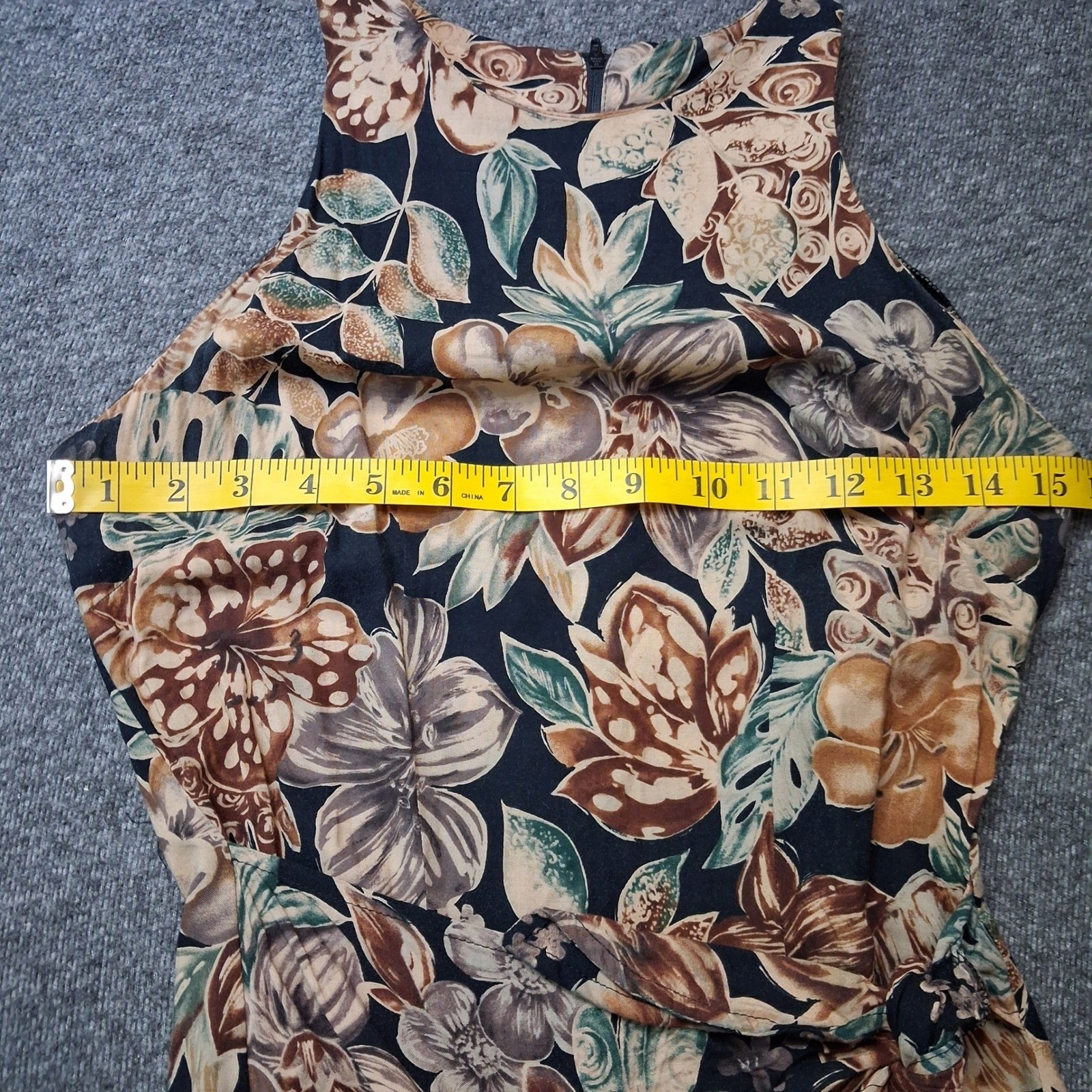 All That Jazz VTG 90s Floral Maxi Dress Halter Neck Tie Waist Brown Black 5/6