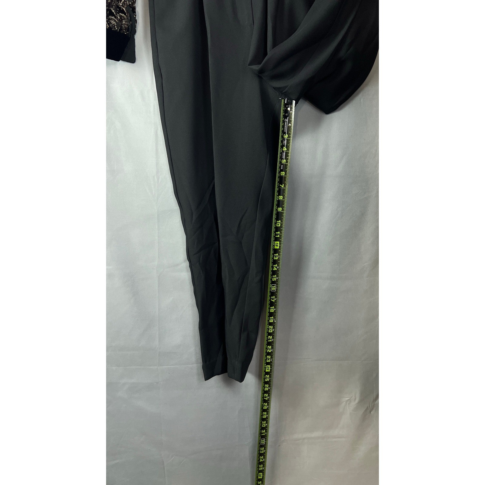 Vintage J.S.J. Jumpsuit Women’s 14P Black Metallic Burnout Velvet Shawl Collar