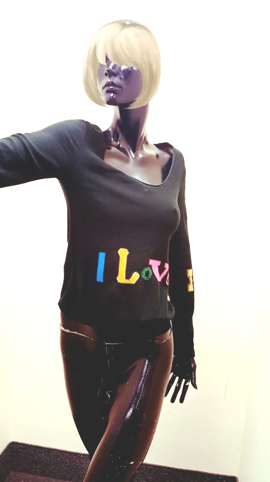 Sonia Rykiel sweater pullover ” I LOVE IT” aplicque balck s.40 BLACK 1-14