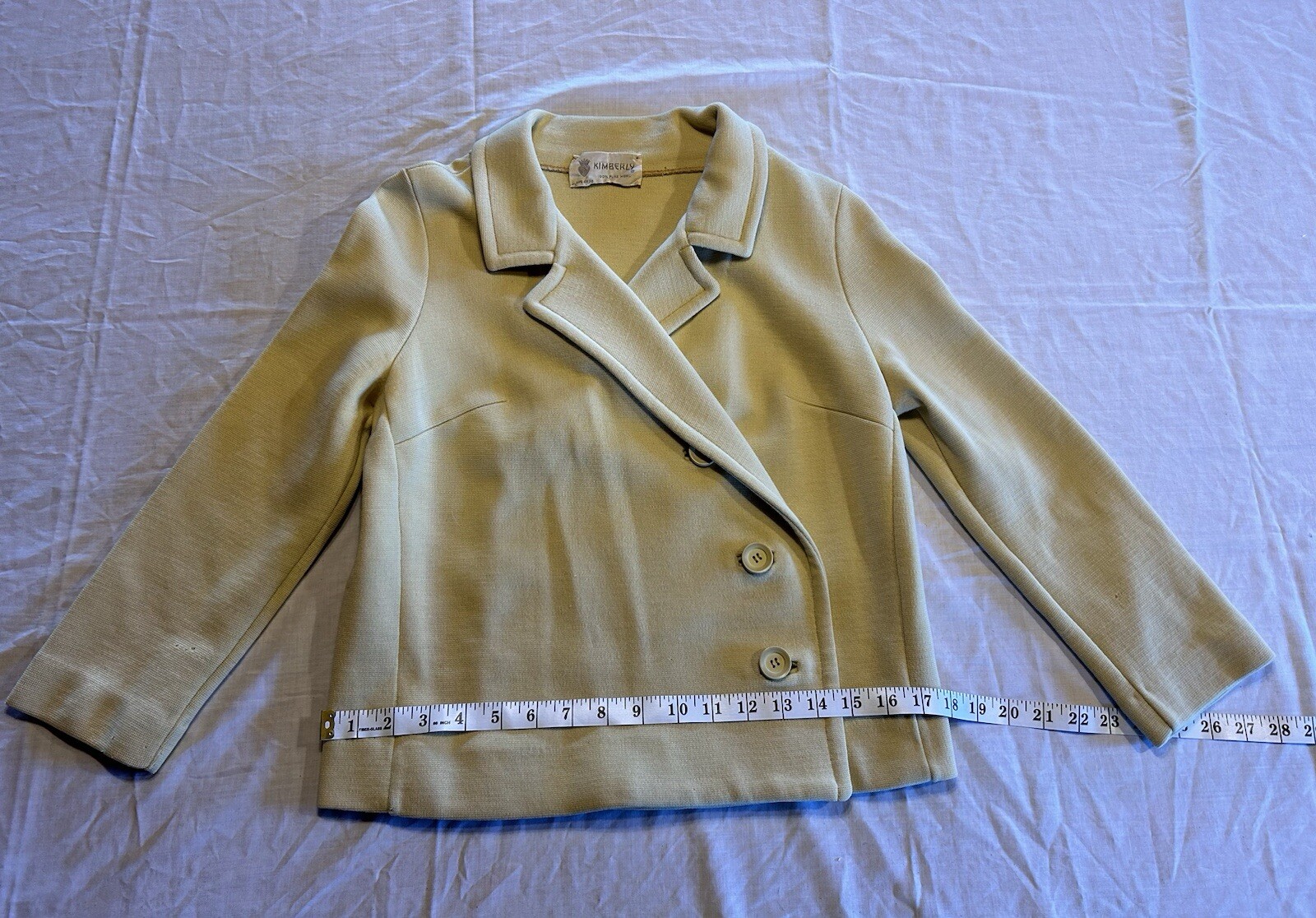 Striking Vintage 50s 100% Wool Butter Yellow Dress & Jacket Set 1950s Dress Suit