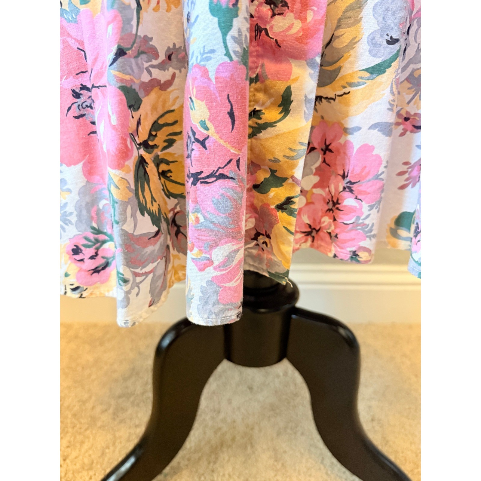 Vintage 80s S.L. Fashions Floral Cottagecore Midi Tea Party Dress Belted