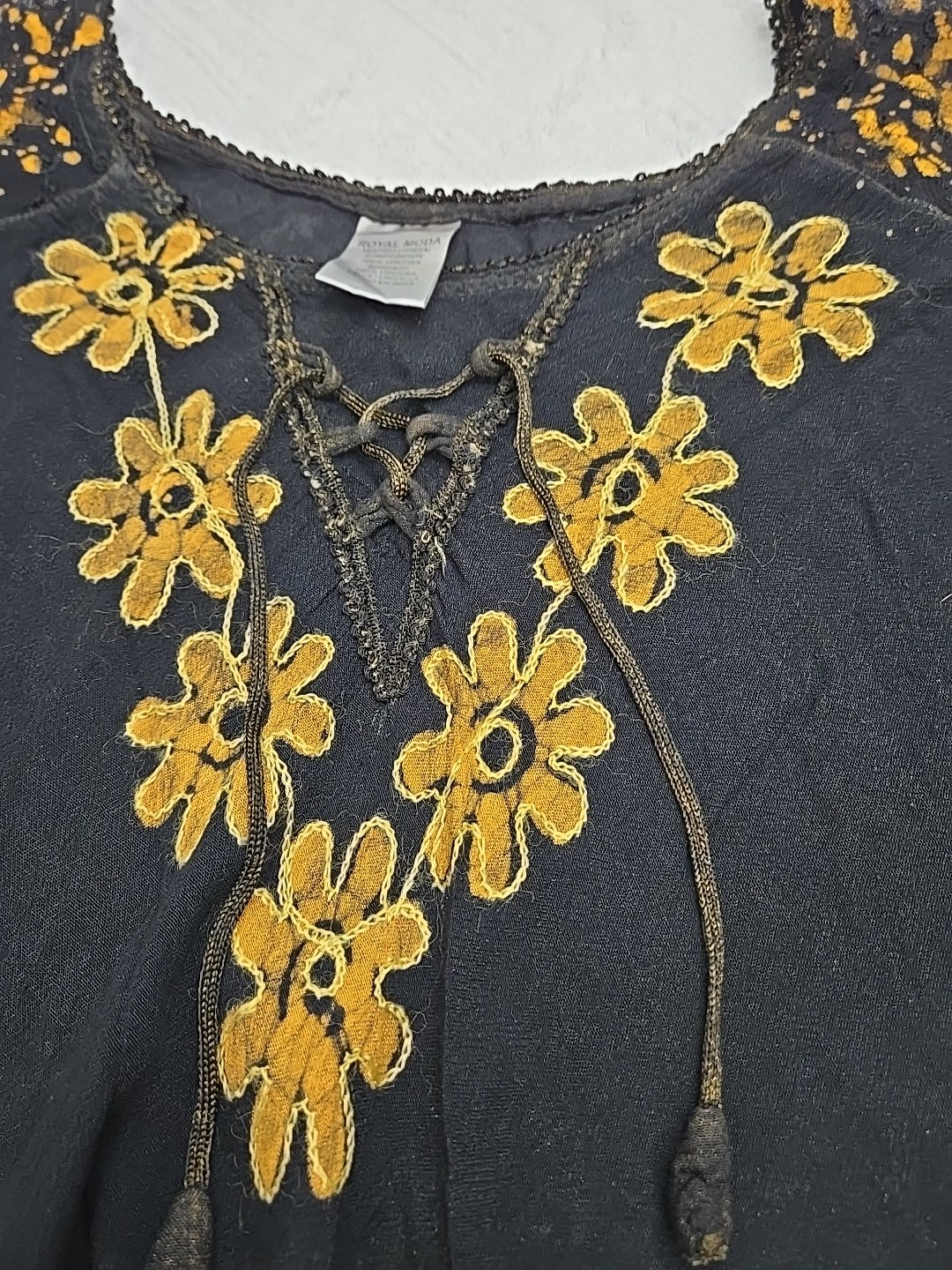 Beautiful Royal Moda Dress Embroidered Boho Size M/L SEE MEASUREMENTS VTG