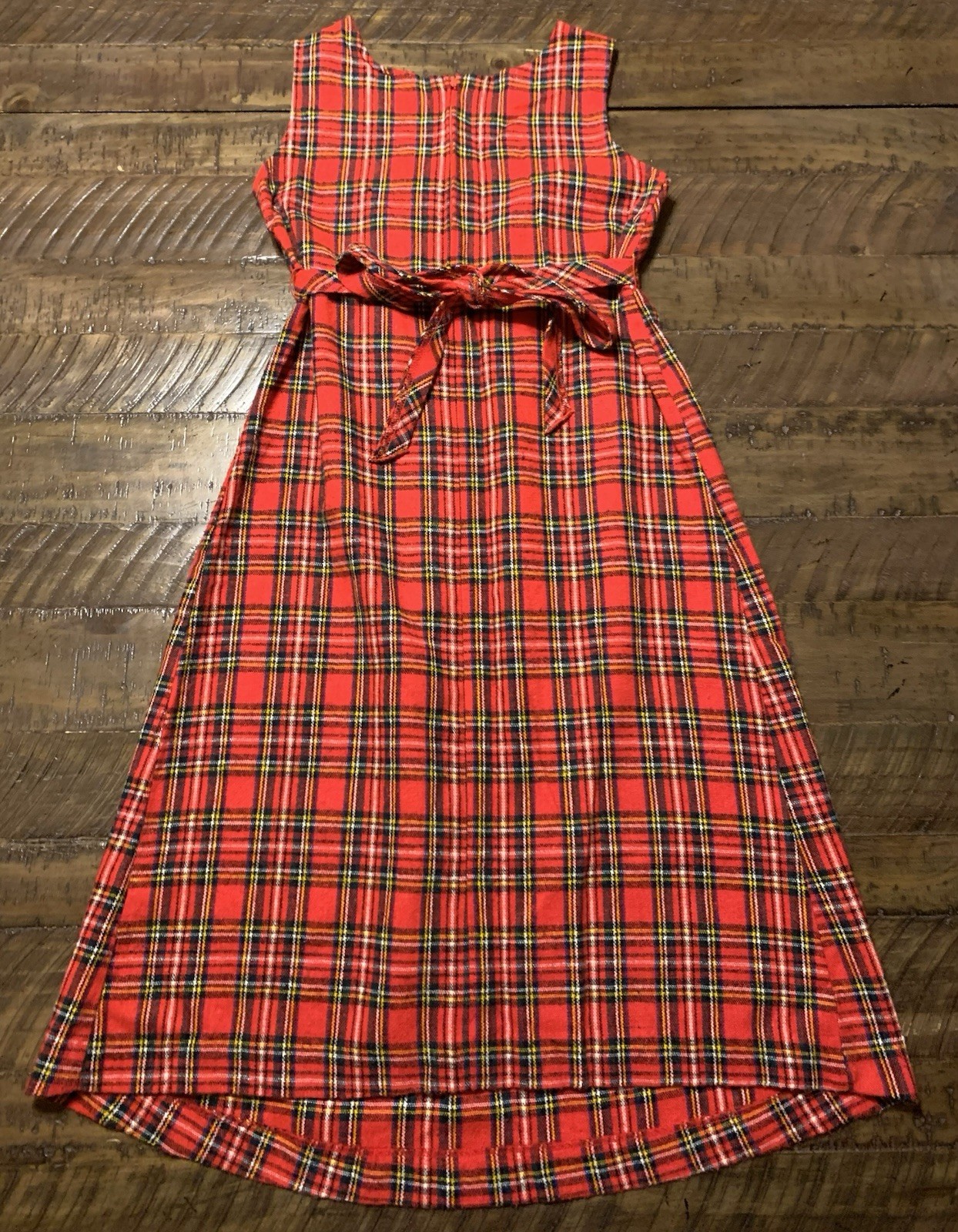 1960s Mary Jane Red Tartan Plaid Jumper Dress – Vintage Size 4 Fits S/M Holiday