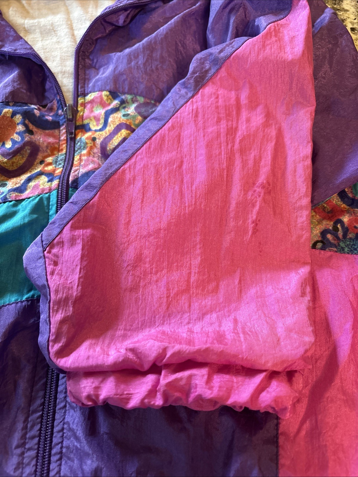 Small Vintage 90s Basic Formula Windbreaker Jacket Paisley Colorblock Retro