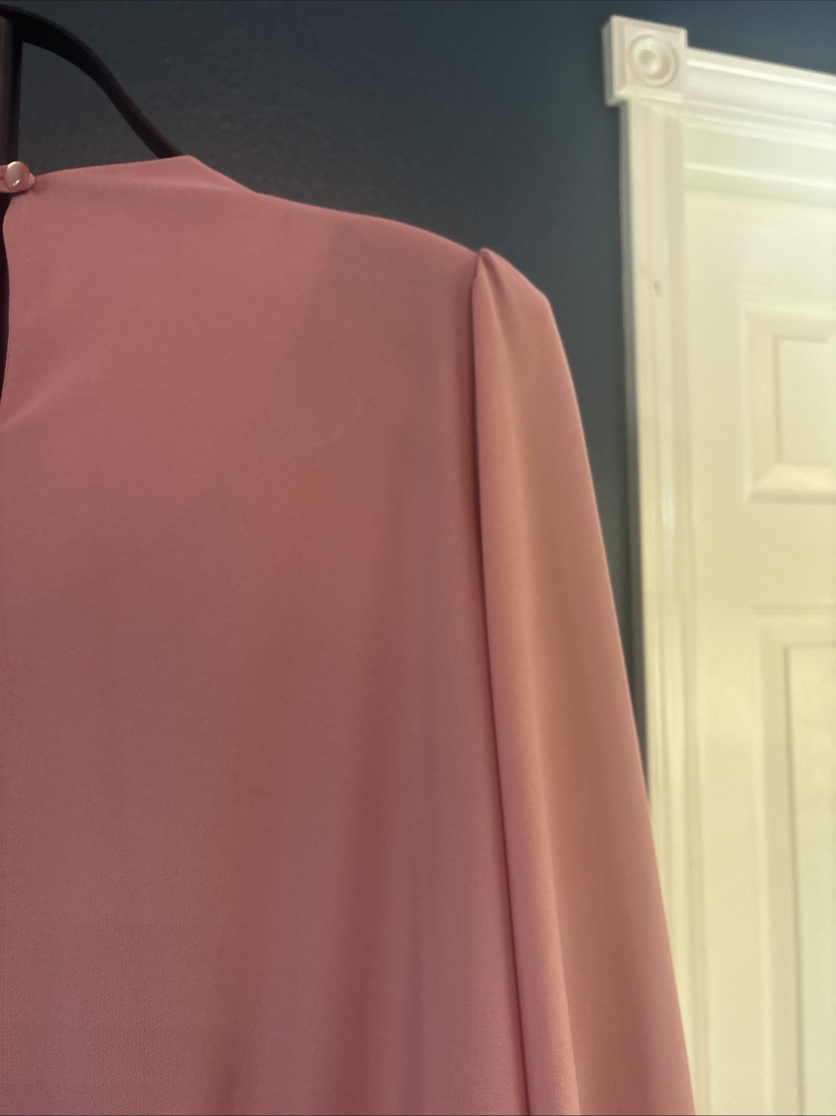 WOMENS VINTAGE SIZE 9-10 MAUVE PINK ROSE PLEATED 3/4 SLEEVE DROP WAIST DRESS