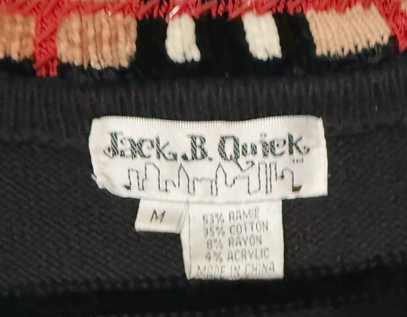 VTG Jack B. Quick Sweater Cardigan Sz M Tartan Pattern Plaid Fringe