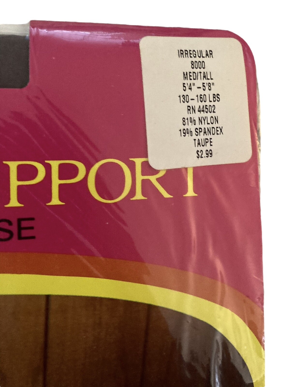 Lot 2 Pair Vintage Sheer Support Pantyhose Sz Med/Tall Taupe Made USA