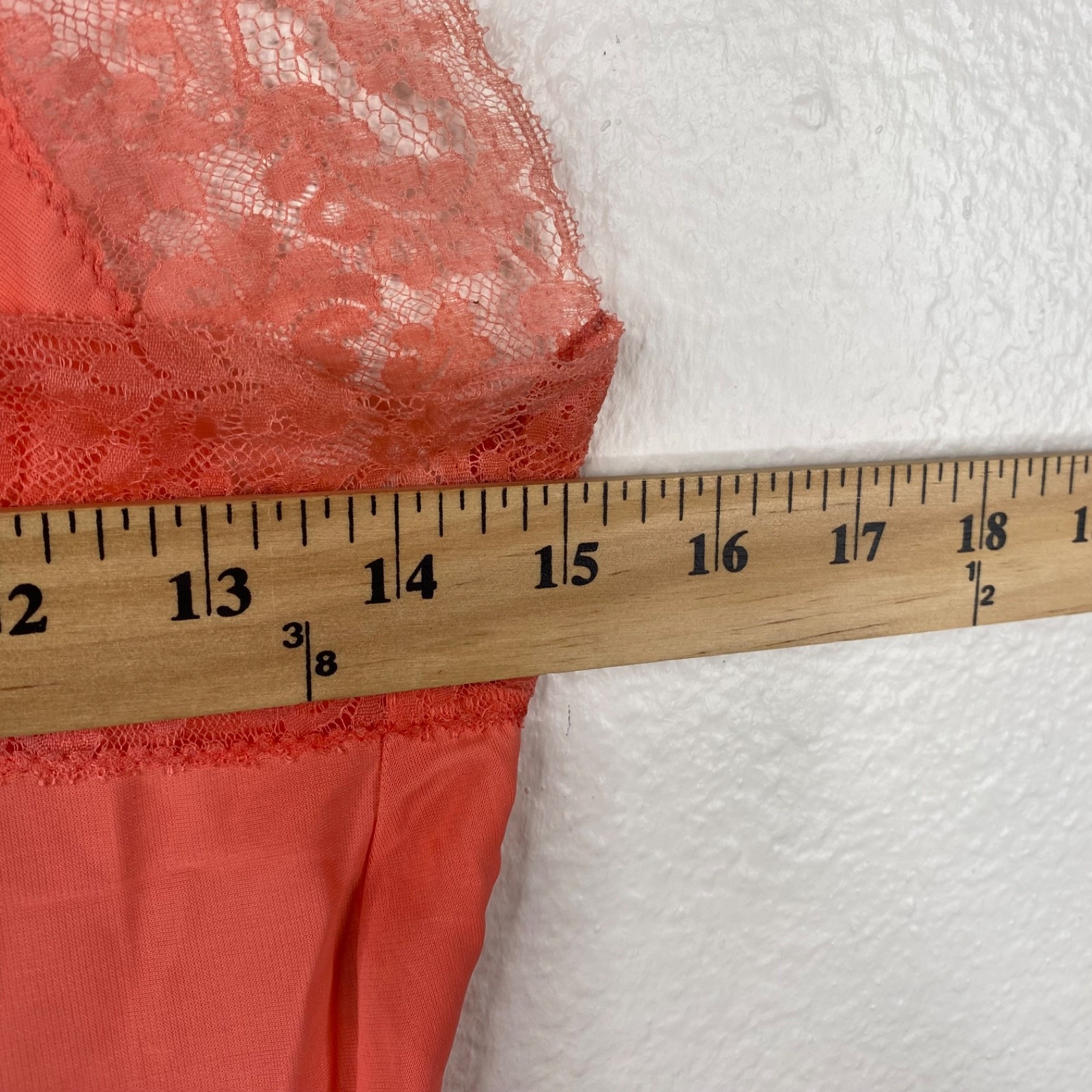 Vintage Carter’s Slip Dress Dupont Nylon Lace Coral 34 Average Fairy 90’s Y2Y