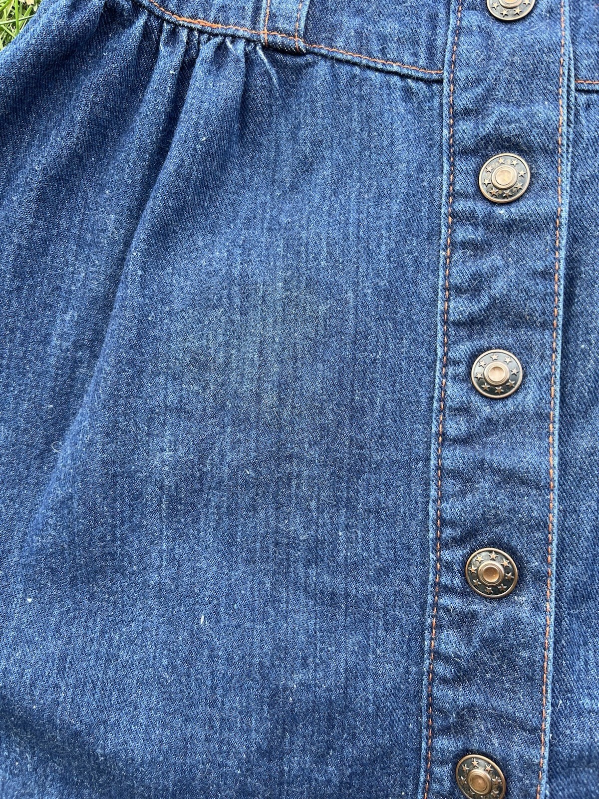 1970s Joni Blair 100% Cotton Denim Dress Knee Length Snap Closure