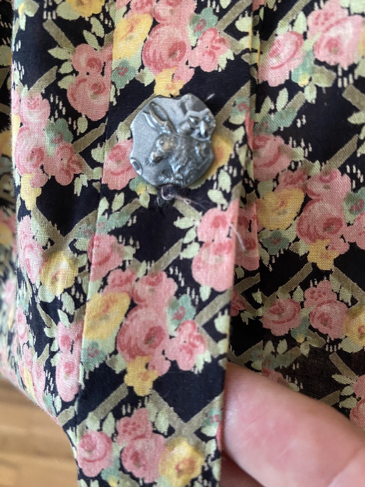 Vtg 1970 Liberty of London Blouse Pockets Pewter Rabbit Buttons RARE