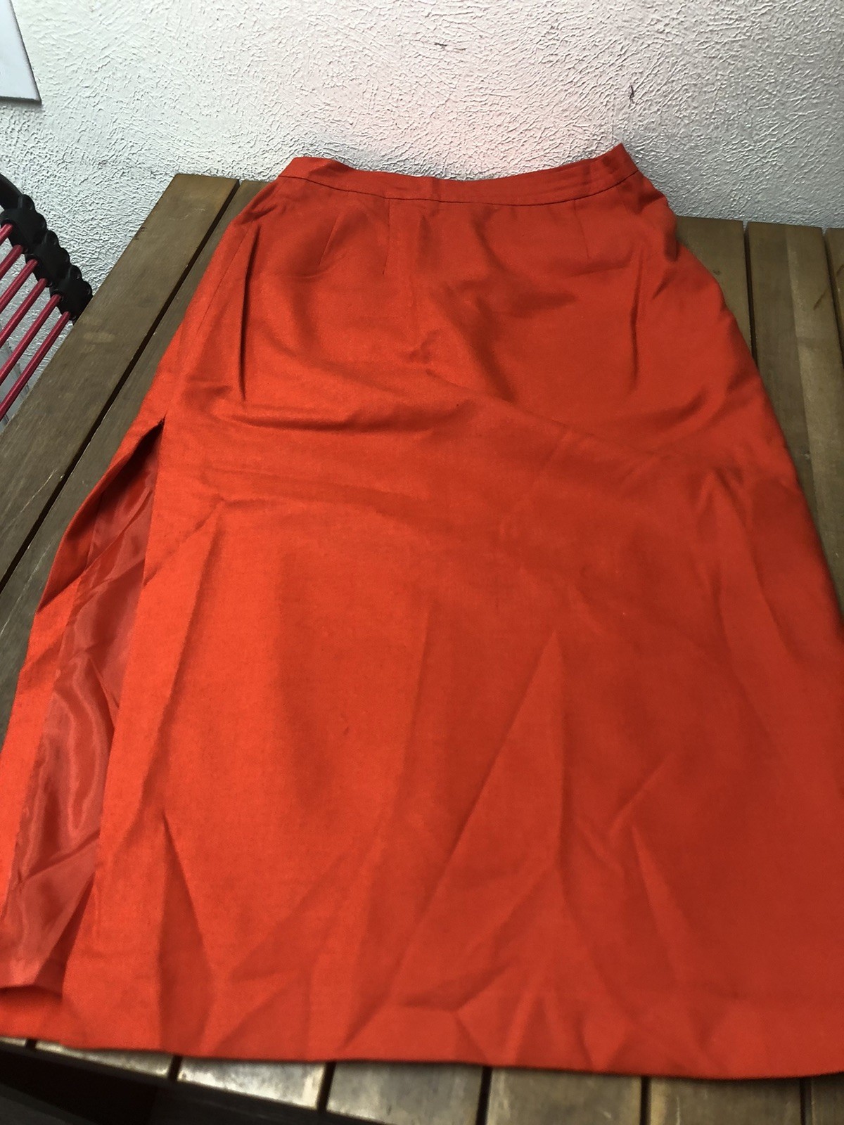 Vtg Harve Benard Holtzman Red Skirt 14 Midi Straight Side Split 100% Wool