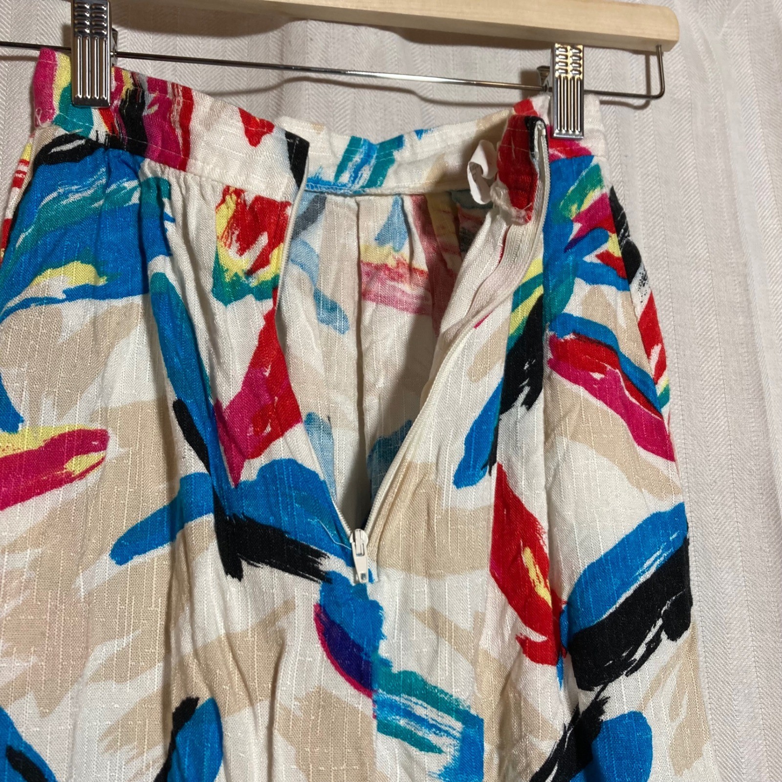 Vintage Claude Abstract Brushstroke Midi Skirt Womens 1/2-P ILGWU Made in USA