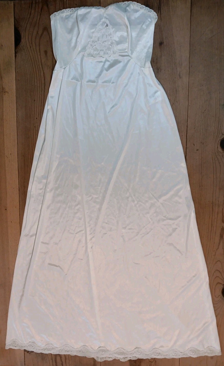 Vtg Sears The Doesnt Slip Womens 36 Cream Strapless Maxi Dress Antron Anti Cling
