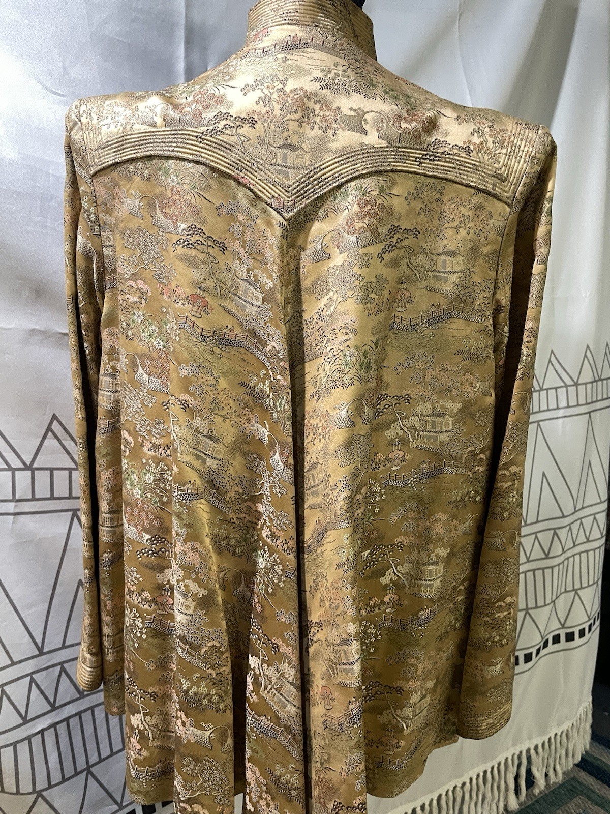 Ying Tai Embroidered Silk Tang Jacket 1950s Vintage Hong Kong Exquisite Sz 8-10