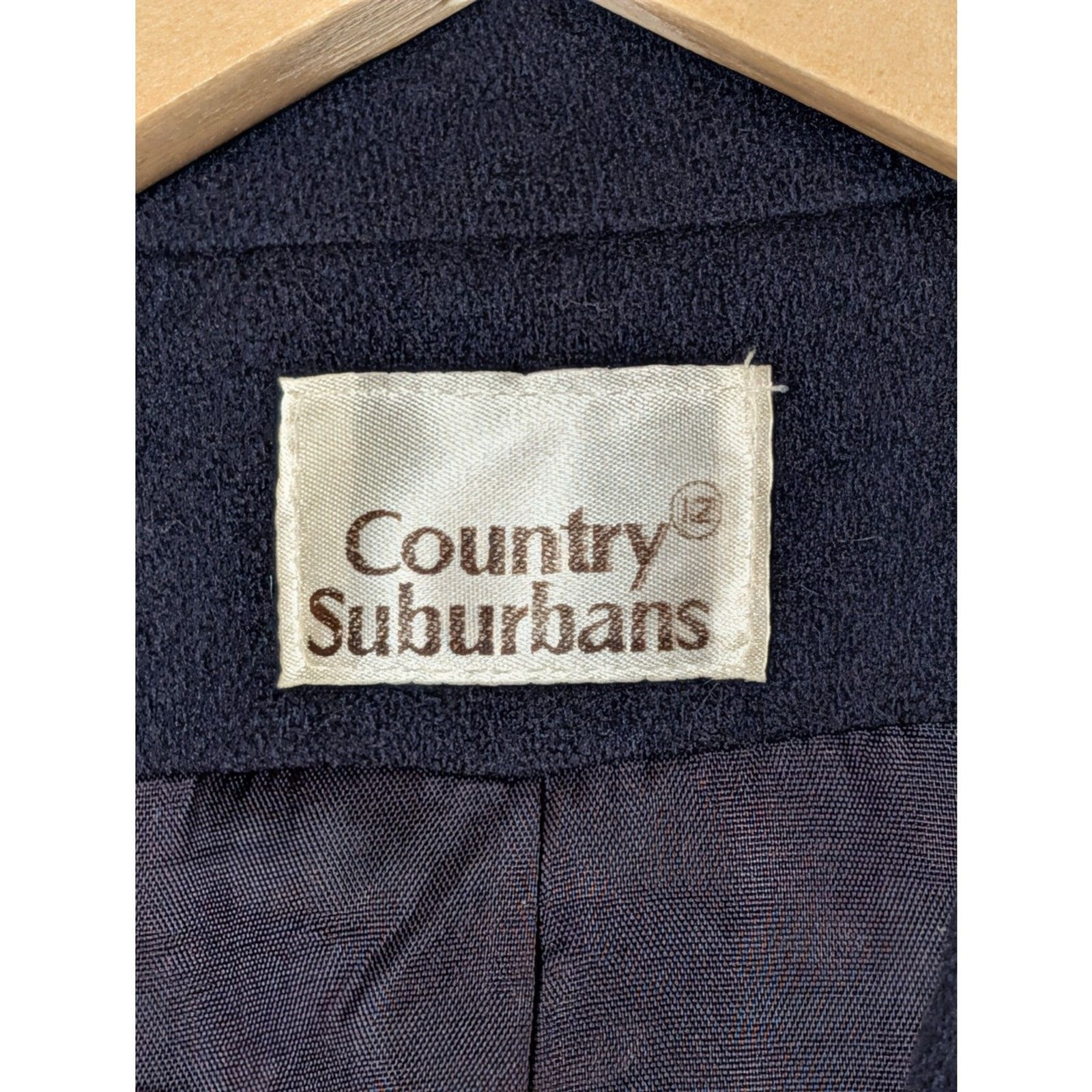 VTG Country Suburbans Navy Wool Blend Blazer Jacket Women 12 USA Classic Career