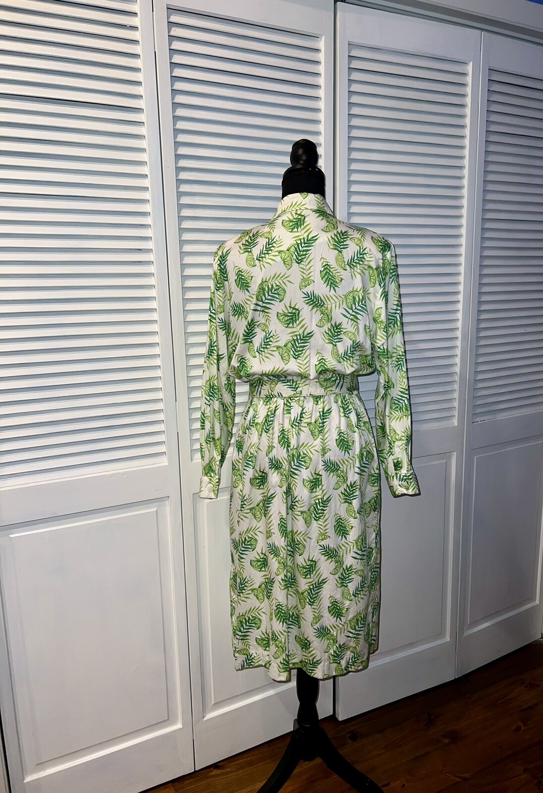 VNTG 70-90s Tanner Green Lemon Print Dress With Belt