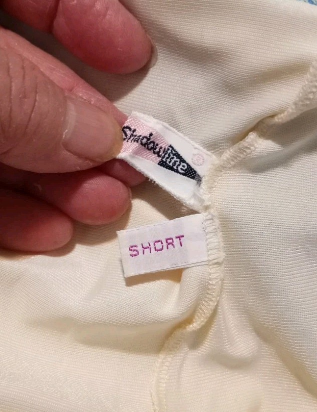 Vintage Shadowline Full Slip Dress Women Sz 32 Short Ivory Lace Trim Rosebuds