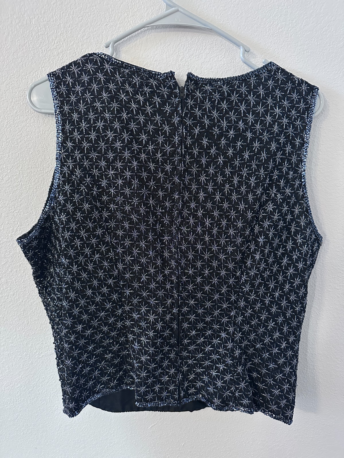 Vintage Laurence Kazar silk sequineed sheer black and silver top and jacket XL