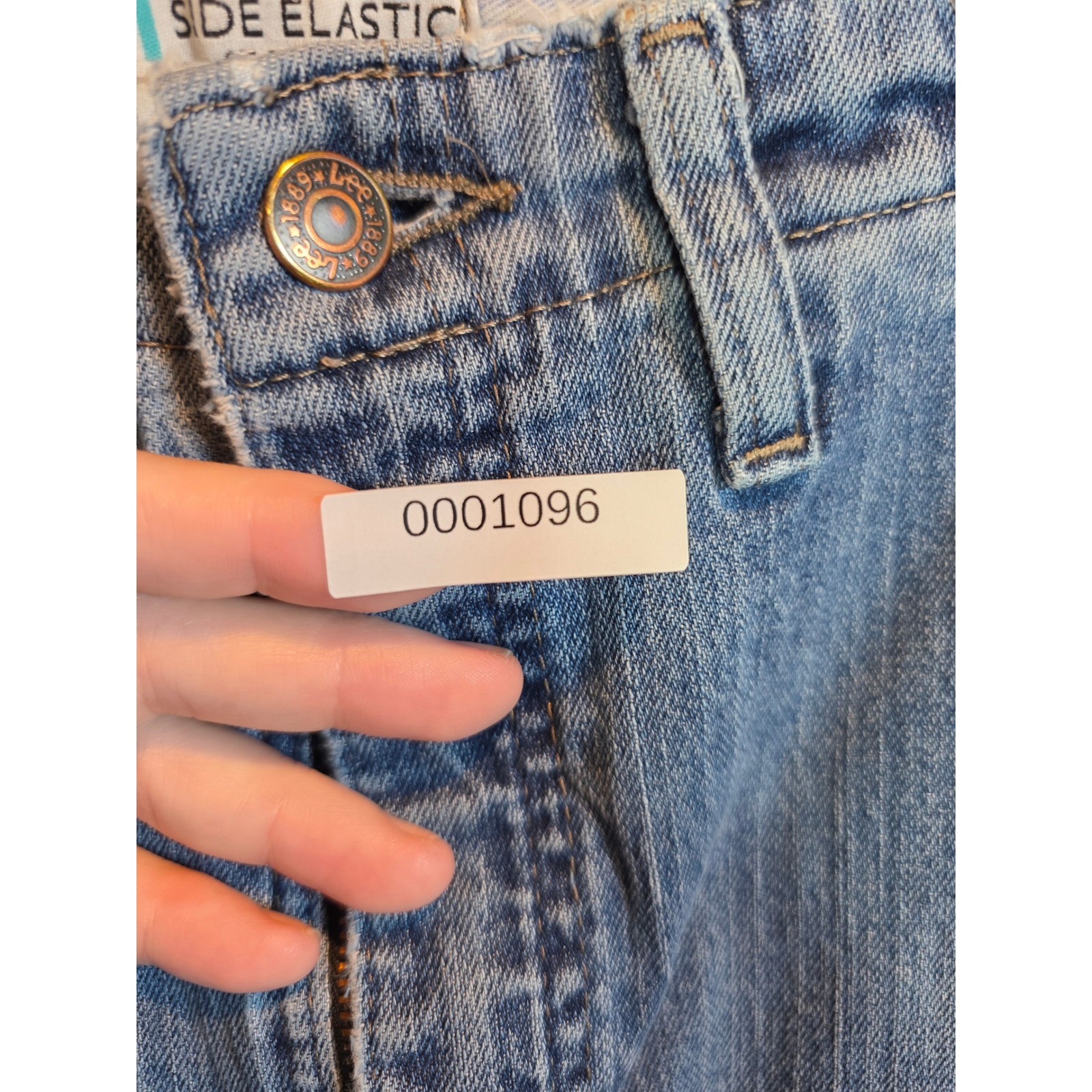 Lee Side Elastic High Waist Tapered Leg Jeans Medium Wash Blue Vintage 14 Long