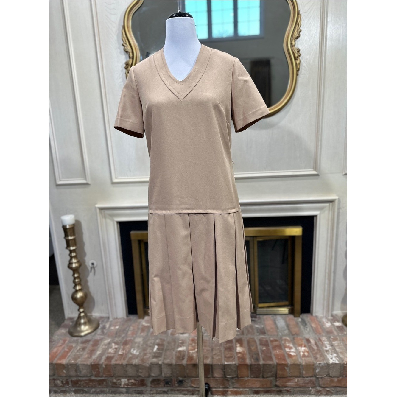 Jeanne Durrell Dress 14 Beige Vintage Mod Dark Academia Preppy Minimalist