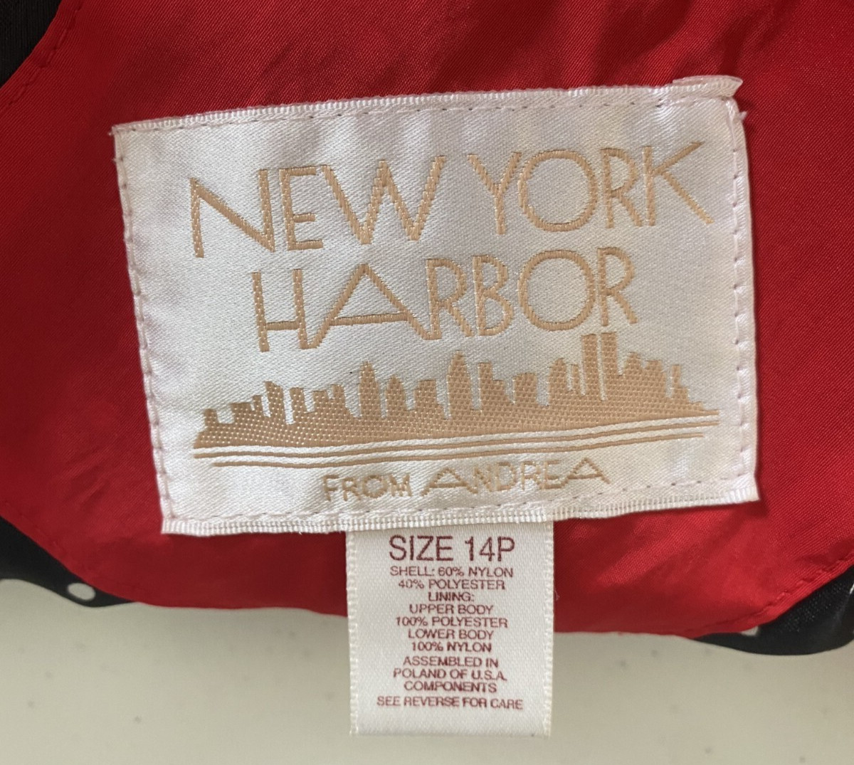 New York Harbor Petite 14 Full Length Red Trench Rain Coat w Polka Dots