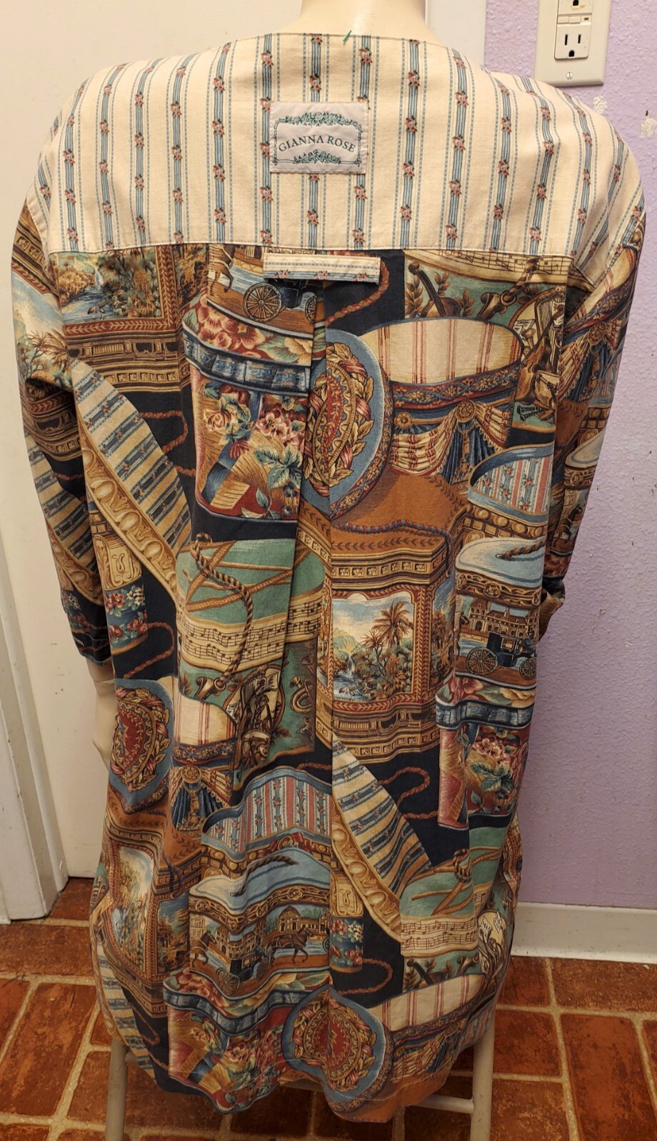 Vtg 1980s/1990s GIANNA ROSE Duster ARTISTS Gardening SMOCK Jacket One Size EUC