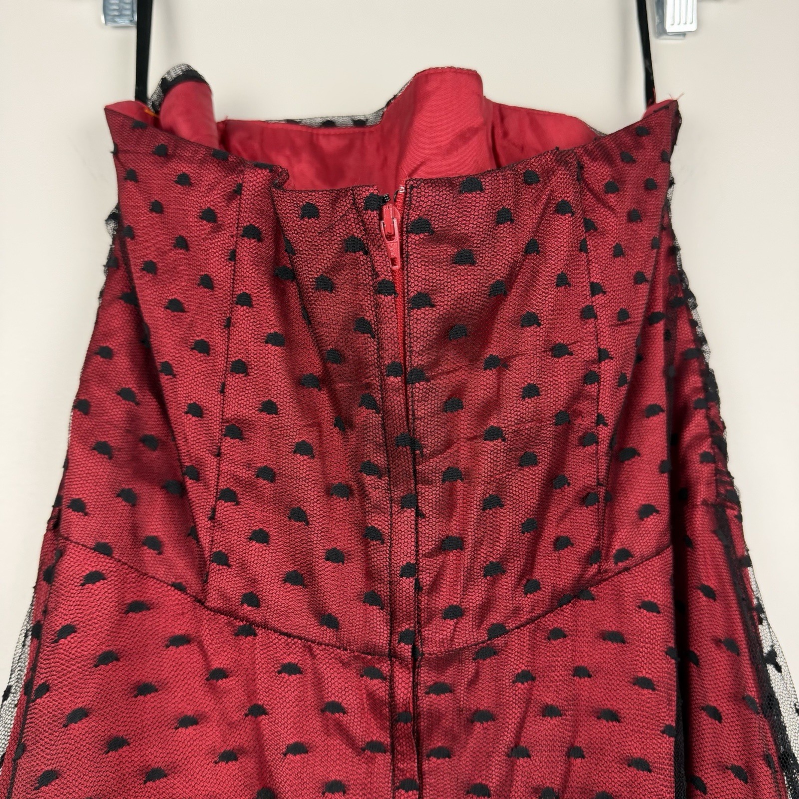 Vintage Scott McClintock Strapless Gown Size 12 Red Black Romantic Whimsigoth
