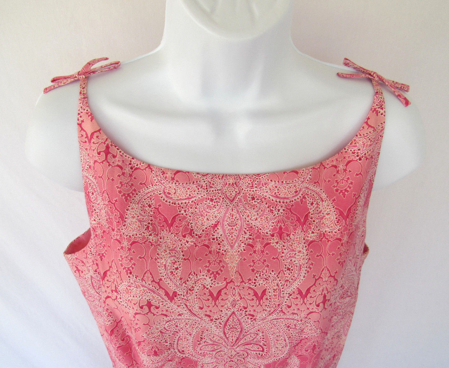 LIZ CLAIBORNE VTG 1990s 2000s COTTON PAISLEY DRESS SIZE 8 SHOULDER BOWS LINED