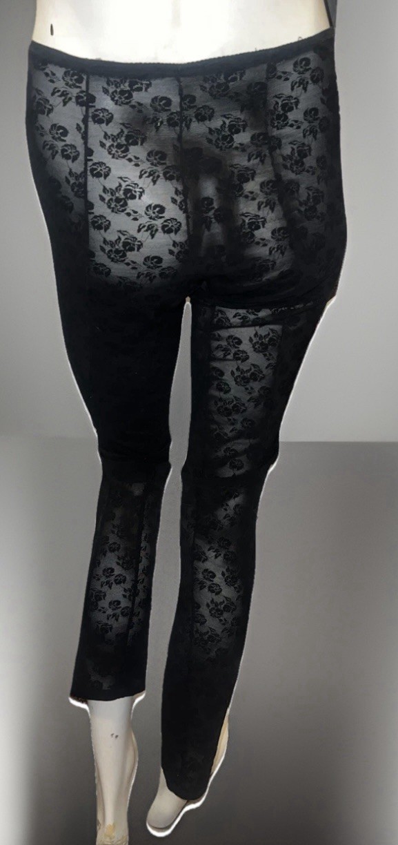 Vintage DOLCE & GABBANA F/W 1996 Stretch Girdle Black Floral Crop Pant Sz 42