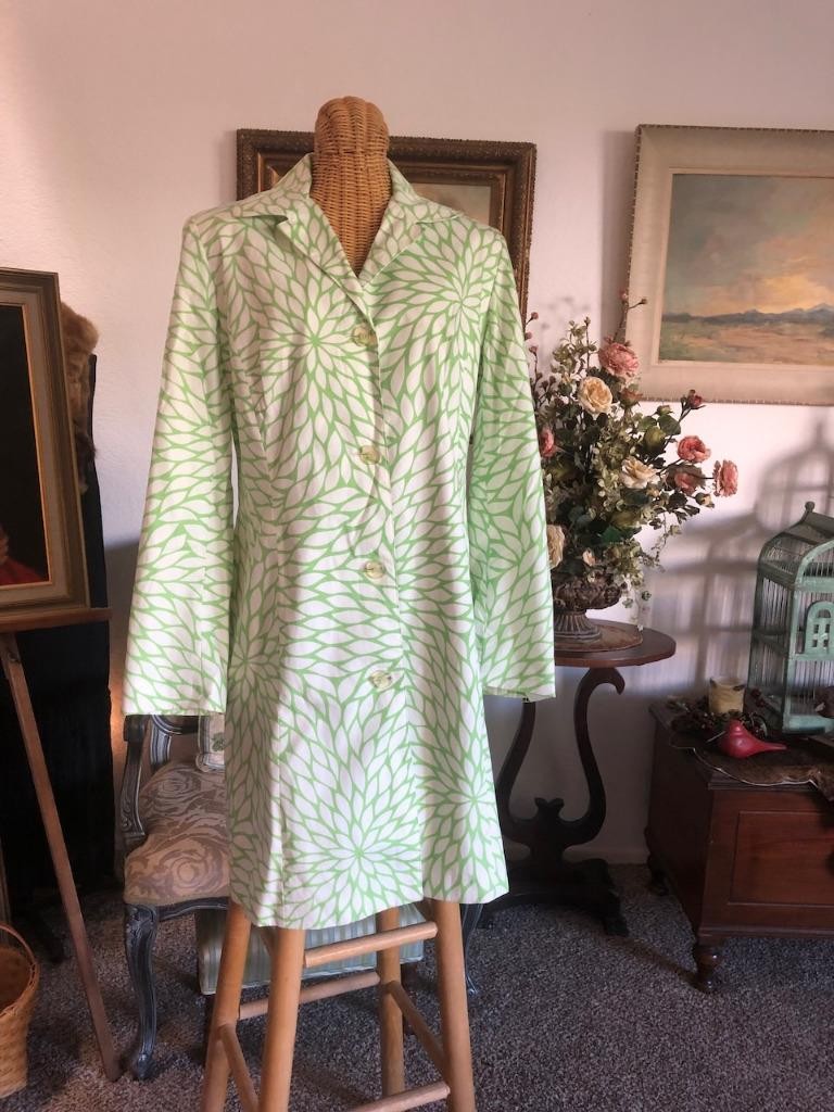 70’s Yves Cossette Depeche Mode Mod Podge Green French Design Coat Lime White 14