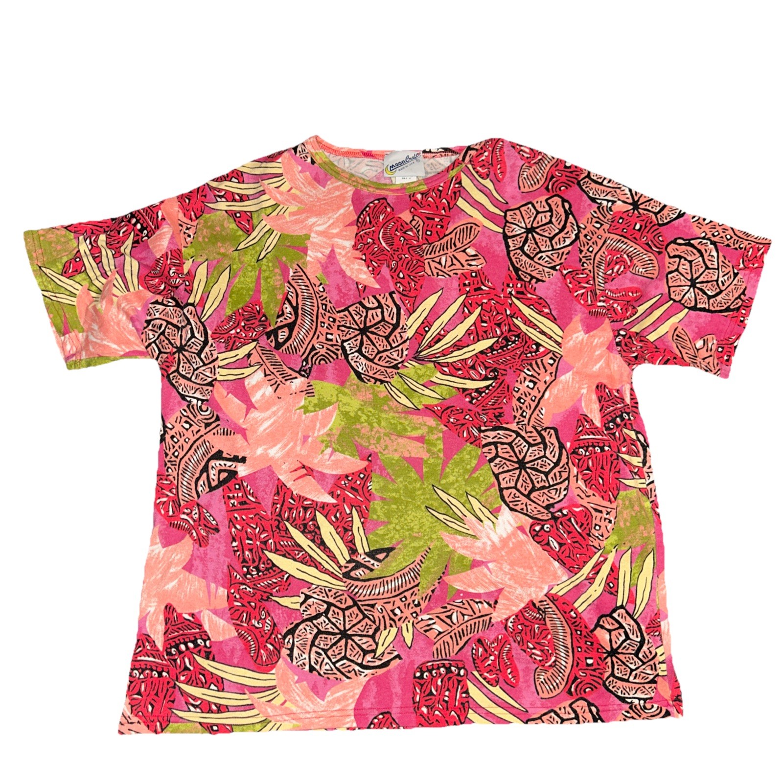 Vintage Moon Craft Women’s Floral Fruit Print Shirt S/M Made In USA