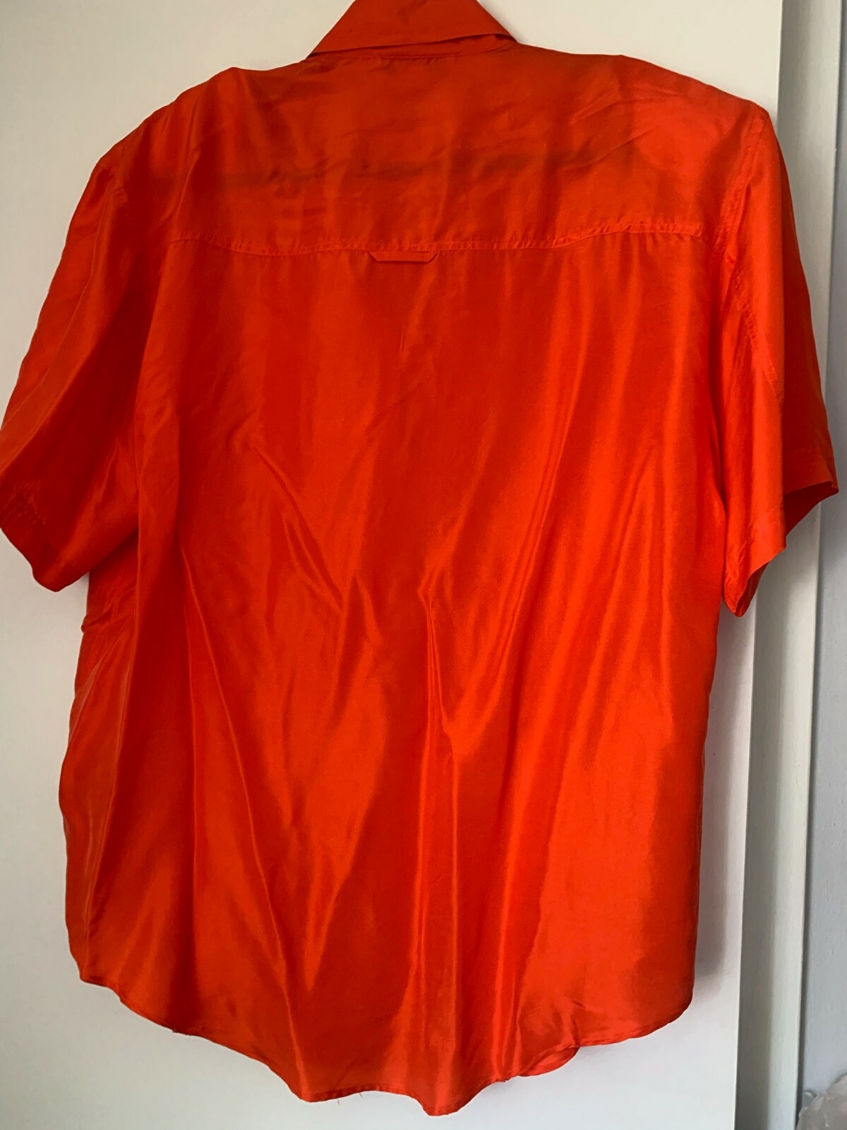NWT Vintage GREG ADAMS 100% Silk bright orange Women’s Blouse Shirt SHOULDER PAD