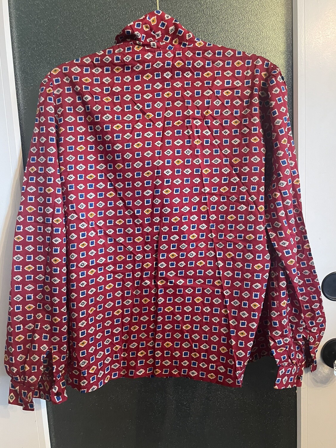 Judy Bond VTG Button Up Blouse W/ Bow Tie Scarf Sz 14