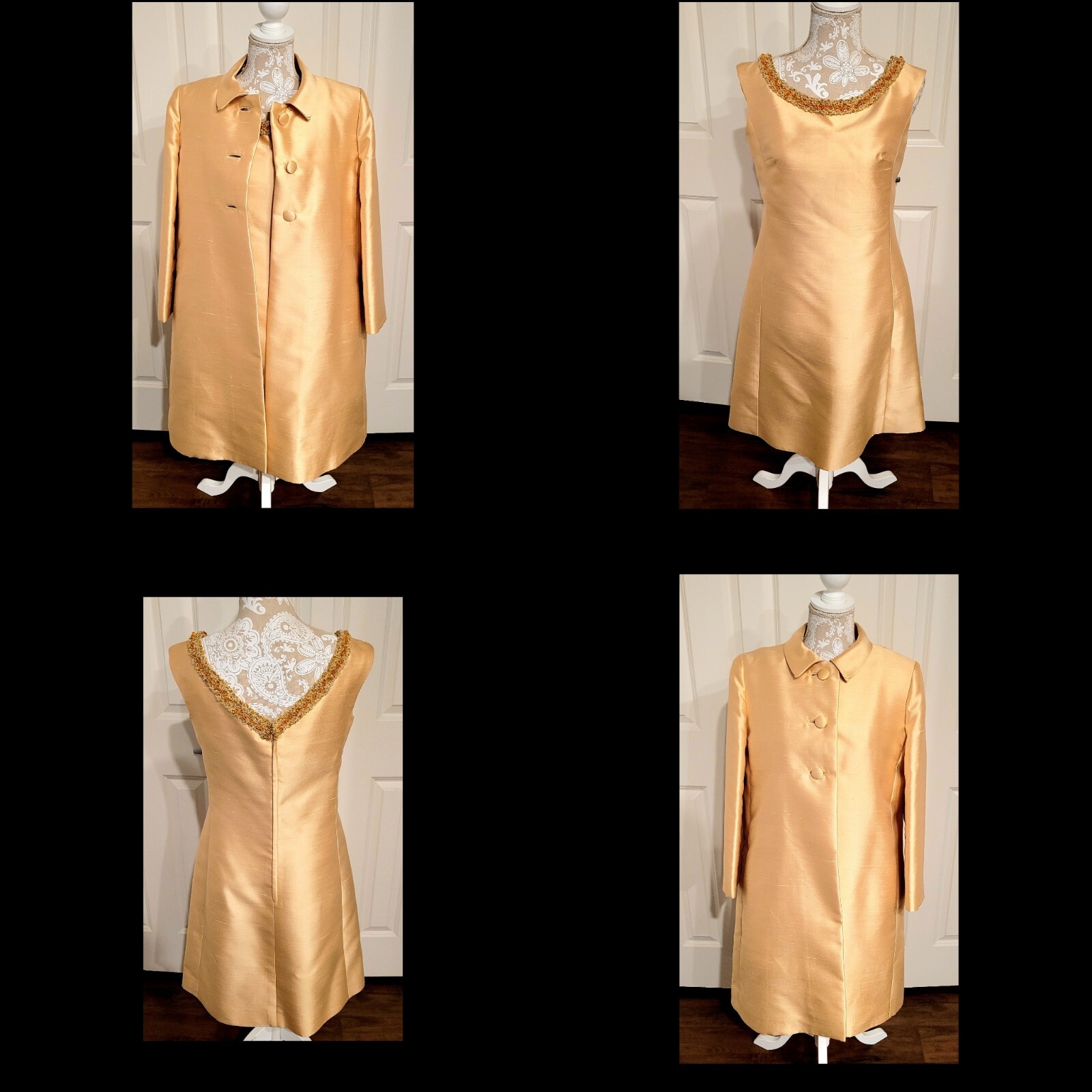Vintage Rare John Hogan California Rippi Gold Dress & Swing Coat