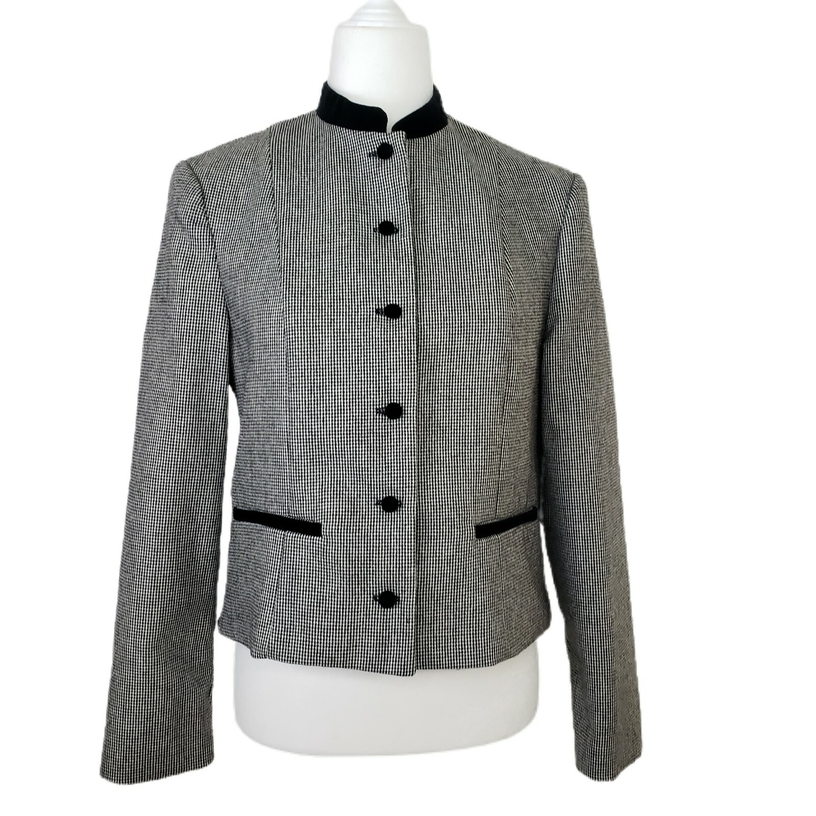 rrrruss Vintage Blazer Womens Black White Houndstooth Jacket Union Tag