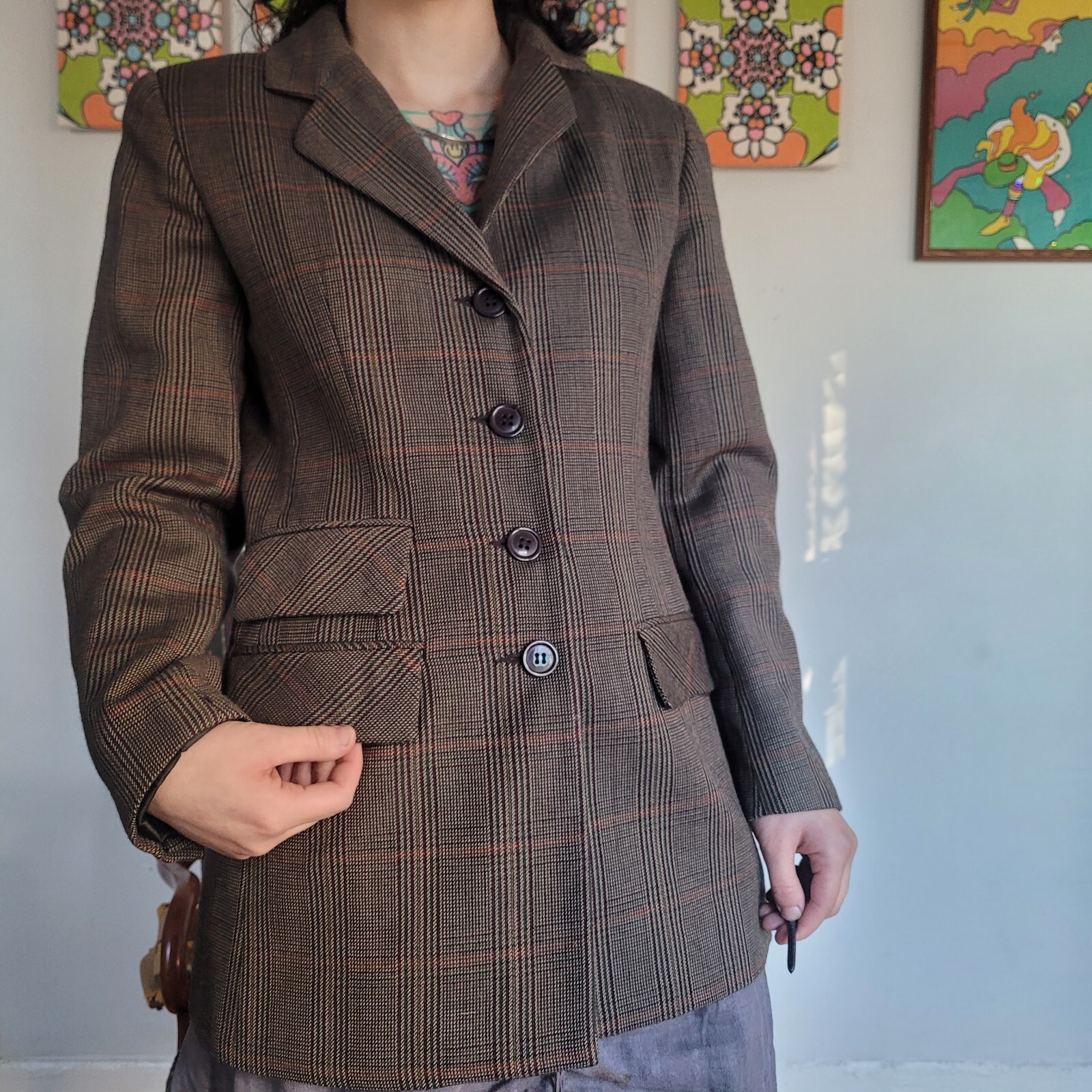Vintage 70s Bridgetown Collection Russian Made Brown/orange Wool Blazer 8