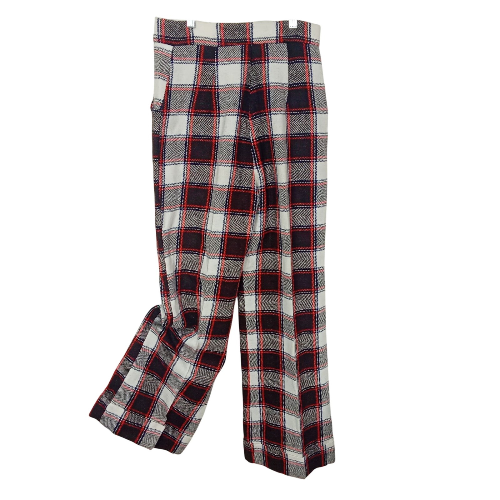 Vintage 60s-70s JC Penney Fashions Plaid Pants WideLeg Cuff Highrise Pocket (14)