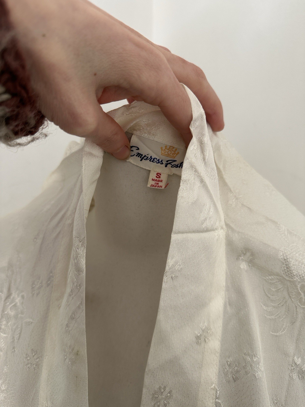 Vintage 50s Satin Brocade White Dragon Japan Made Robe