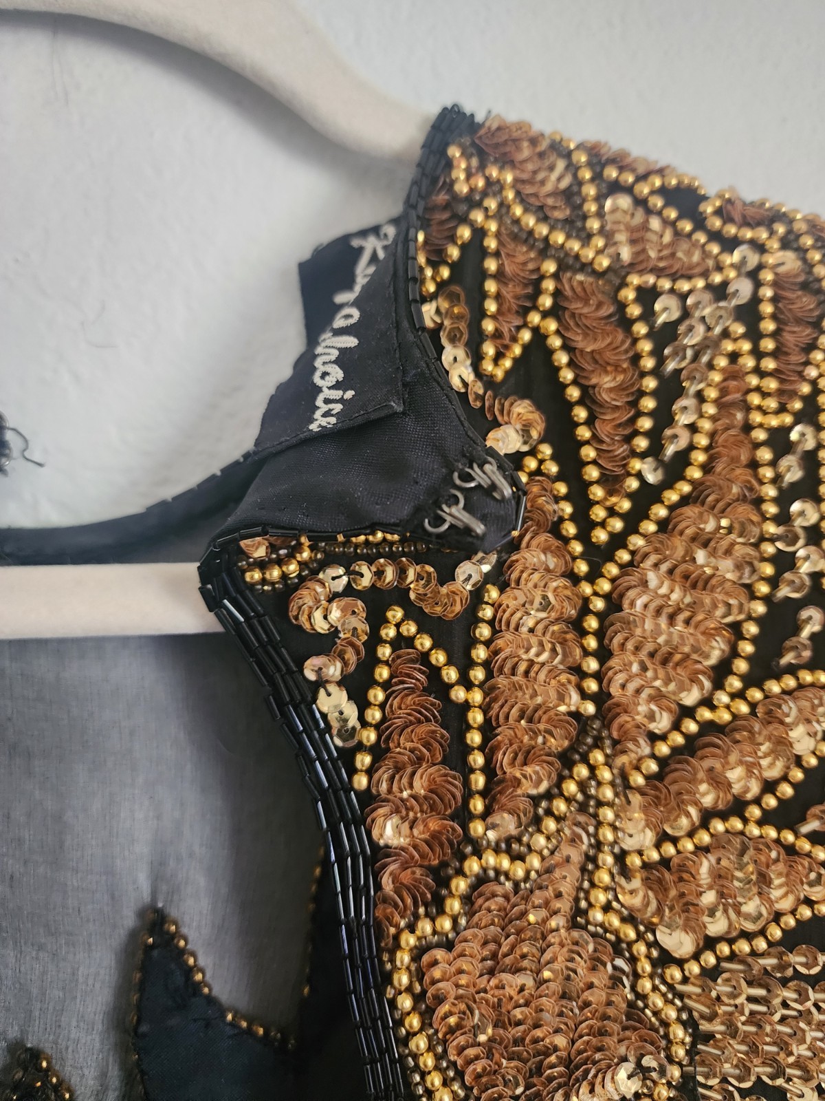 Vintage „Right Choice” Silk Beaded Sequin Embellished Wiggle Dress, Size Small